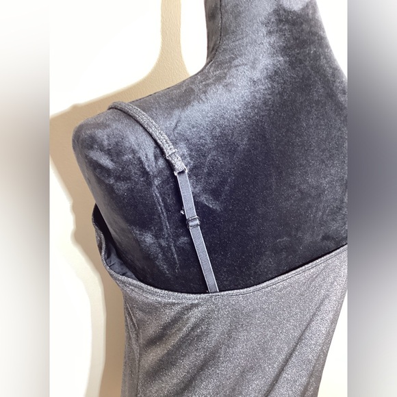 Express Silver Glitter and Black Tank Top with Built In Bra Size Large - Picture 3 of 7